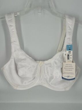 Cabernet White Embroidered Support Bra with Wide Straps NWT